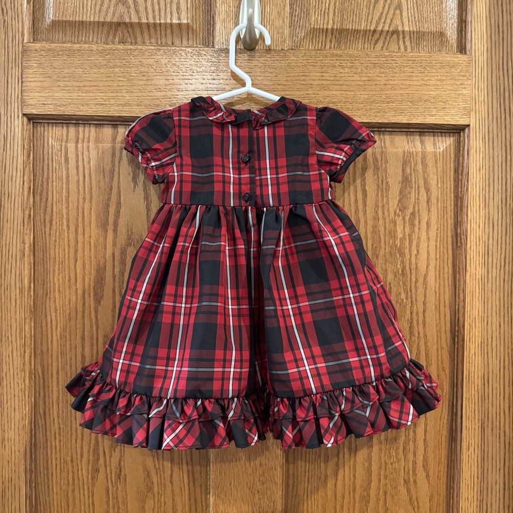 Ralph Lauren Red Black Plaid Designer Dress & Bloomers 9M